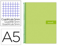 Cuaderno espiral Liderpapel Crafty A5 tapa extradura 120h micro 90g c/5mm. color verde